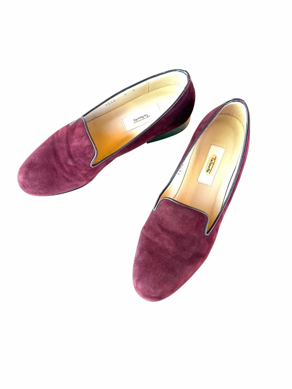 Talbots Burgundy Suede Smoking Loafers Made in Spain Leather Sole